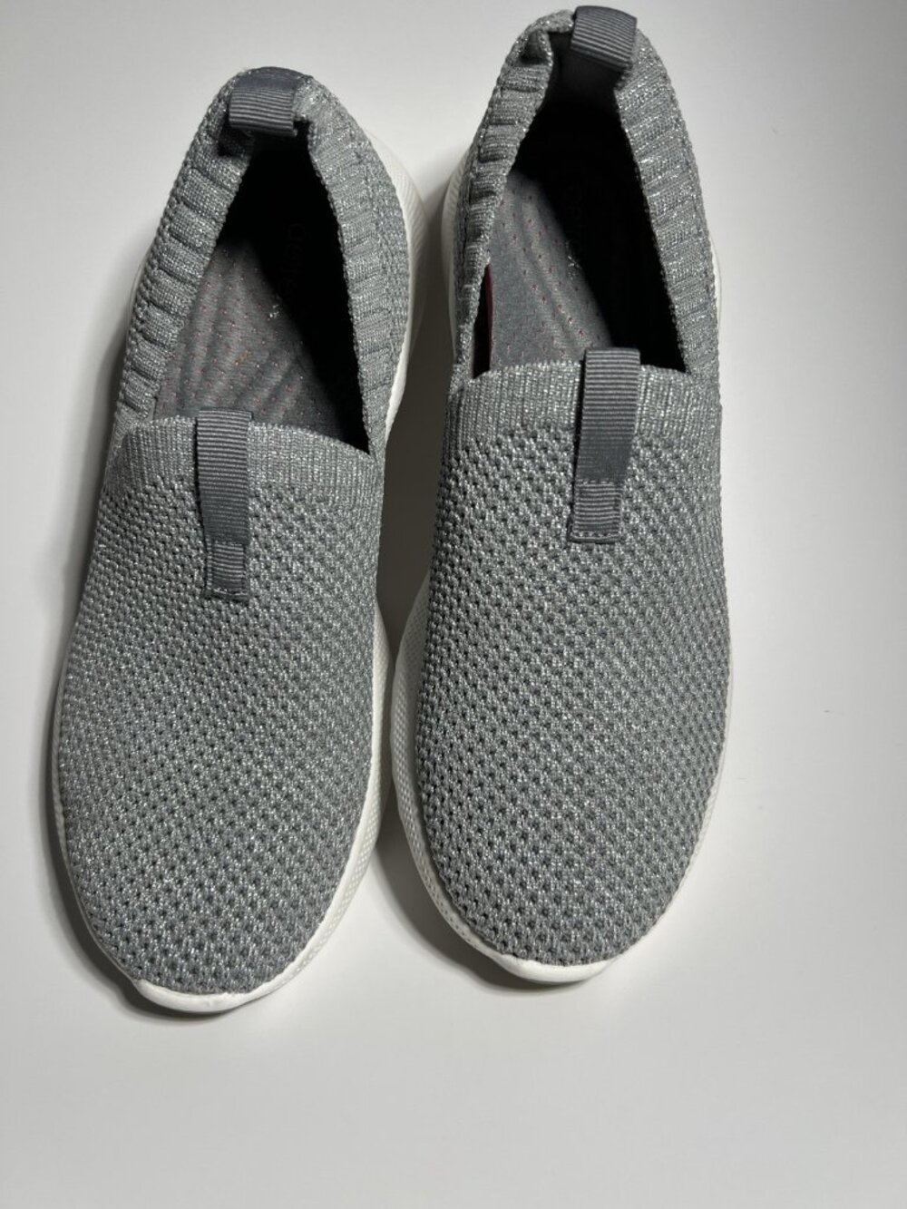 Aetrex Angie Gray White Knit Slip-On Sneakers Women’s Size 7 Comfort Shoes - Picture 8 of 13